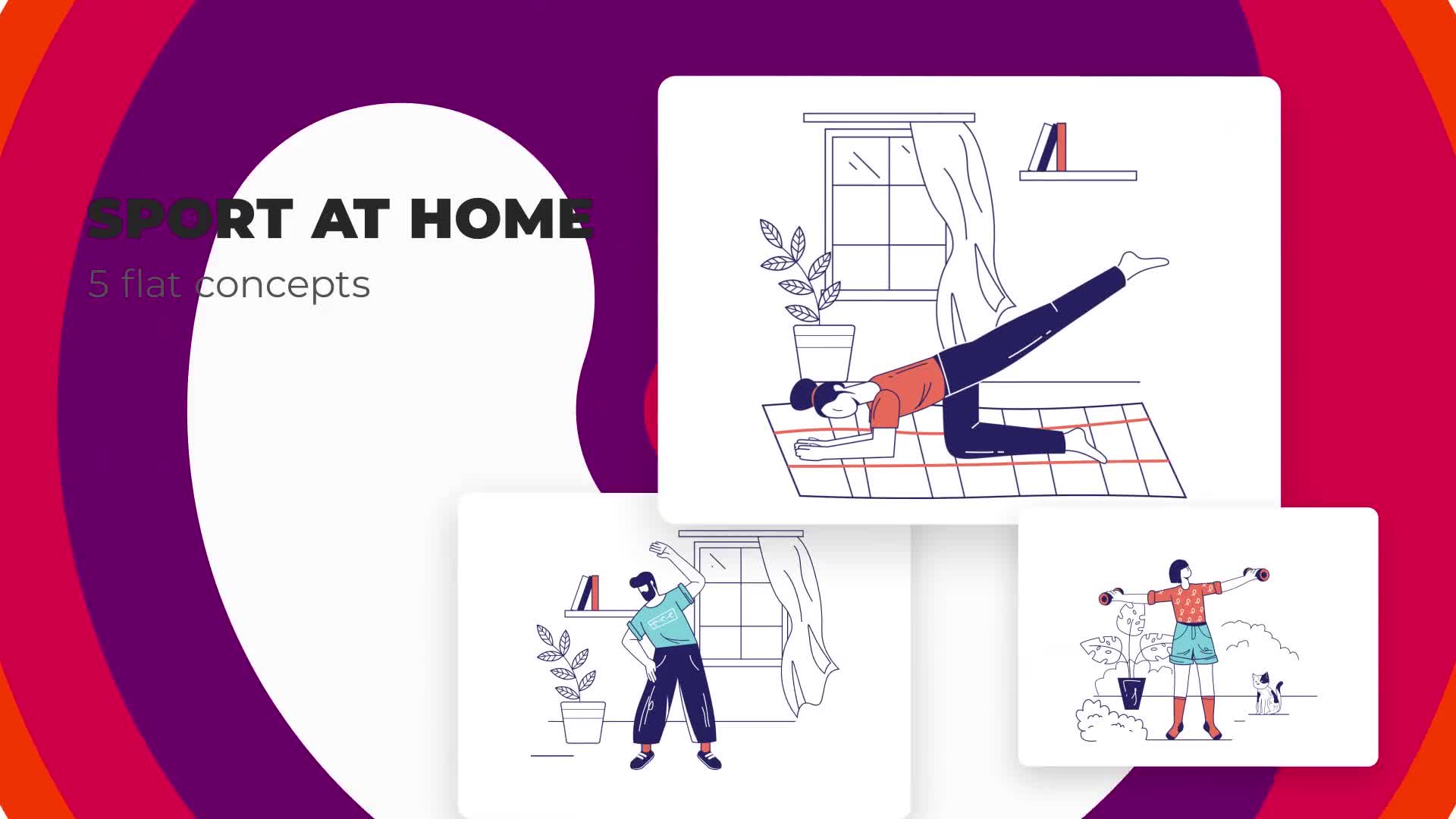 Sport at home Flat concepts Videohive 39473185 After Effects Image 1