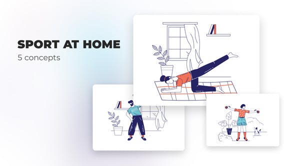 Sport at home Flat concepts - 39473185 Videohive Download
