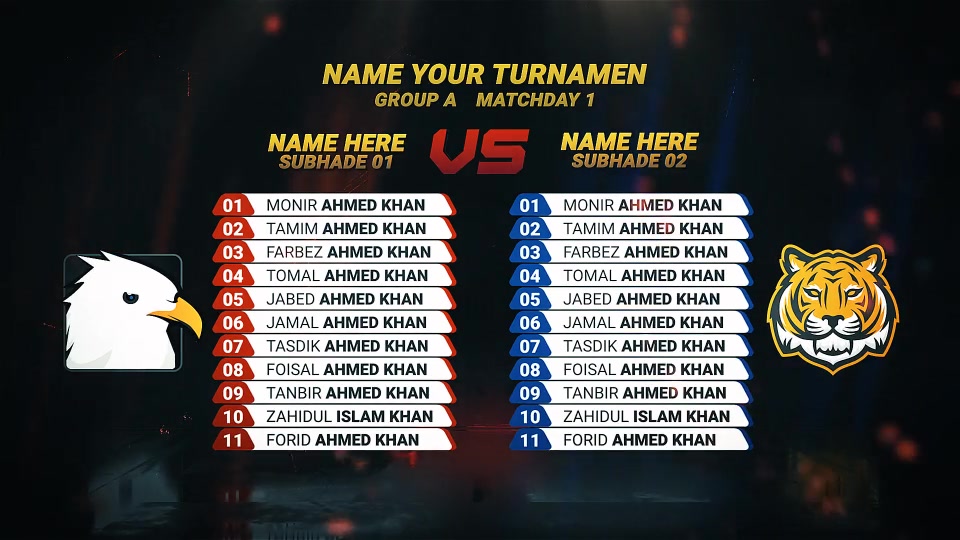 Sports tournament Players List || Team vs card || Soccer Broadcast Videohive 39994404 After Effects Image 5