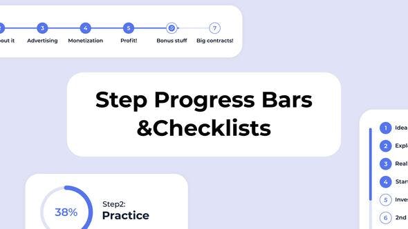 Step Progress Bars & Checklist Bullet List - 40414585 Download Videohive