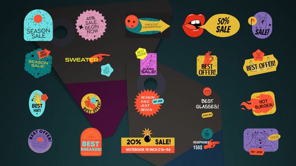 Sticker Sale Titles || After Effects - Videohive Download 33926673