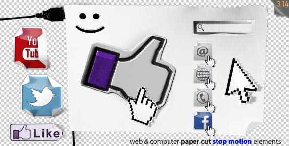 Stop Motion Web Paper Cut Elements - 3217101 Download Videohive