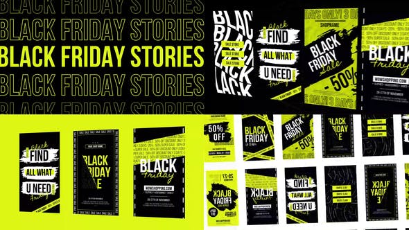 Stories Black Friday Instagram NEON - Download Videohive 29506256