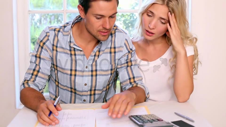 Stressed Young Paying Their Bills Together  Videohive 8505792 Stock Footage Image 2