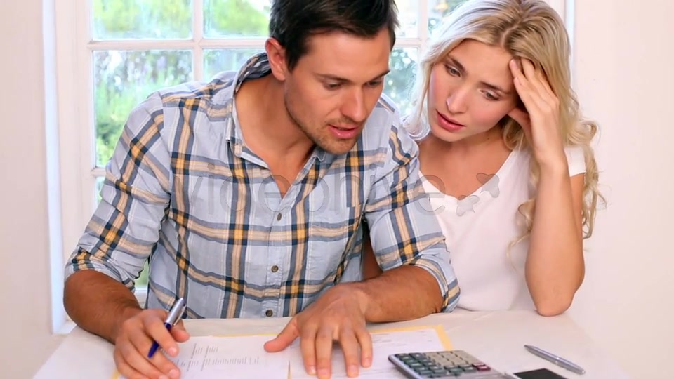 Stressed Young Paying Their Bills Together  Videohive 8505792 Stock Footage Image 3