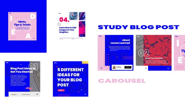 Study blog post carousel instagram - Videohive Download 30881843