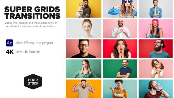 Super Grid Transitions Video Wall 4K - 33516786 Videohive Download