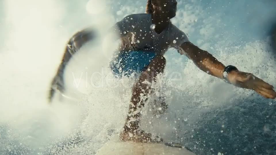 Surfer On Blue Ocean Wave In The Tube Getting  Videohive 14027132 Stock Footage Image 2