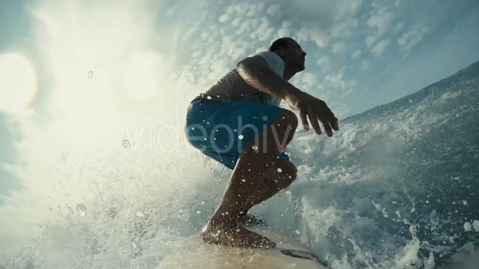 Surfer On Blue Ocean Wave In The Tube Getting  Videohive 14027132 Stock Footage Image 7