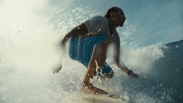 Surfer On Blue Ocean Wave In The Tube Getting  - Videohive 14027132 Download