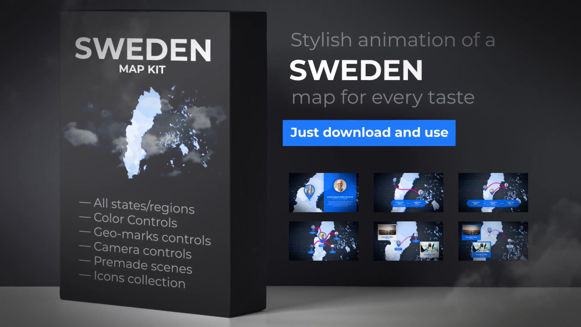 Sweden Animated Map Kingdom of Sweden Map Kit Videohive 24316690 After Effects Image 11