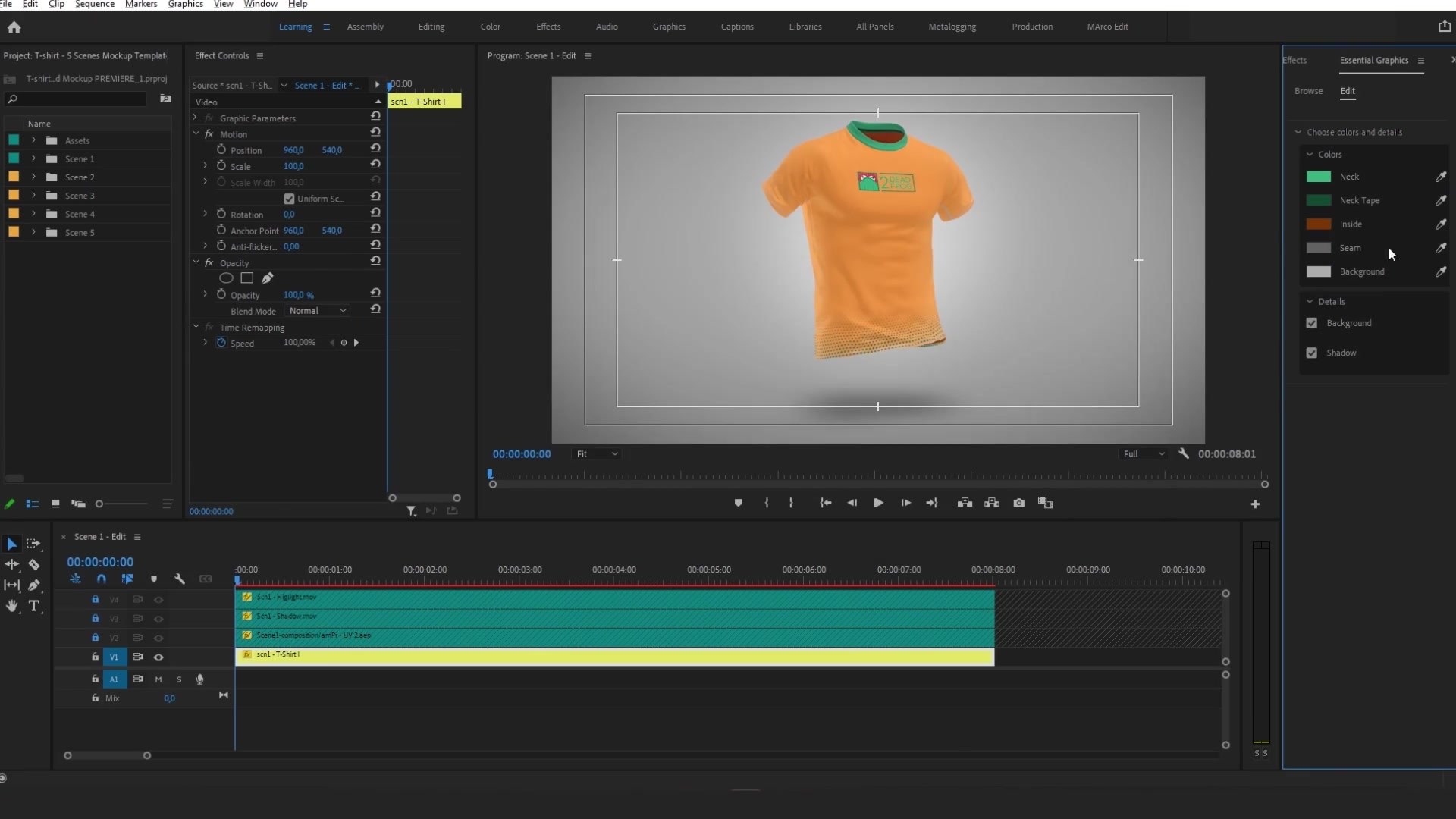 T shirt 5 Scenes Mockup Template Animated Mockup PREMIERE Videohive 33990164 Premiere Pro Image 5