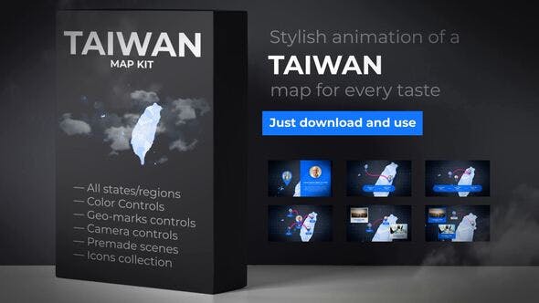 Taiwan Animated Map Republic of China ROC Map Kit - Videohive 24306340 Download
