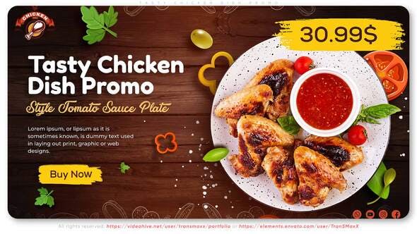 Tasty Chicken Dish Promo - Download Videohive 33002011