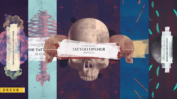Tattoo Studio Opener/ Rock Pub/ Gothic Promo/ Biker Сlub/ Grunge/ Scull and Bones/ Roses/ Brush/ Ink - Videohive Download 26862271
