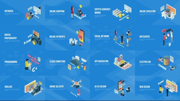 Technology And Innovation Isometric Scenes - Download Videohive 22879751