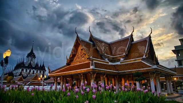 Thai Temple Timelapse At Sunset Bangkok Thailand  Videohive 2996937 Stock Footage Image 4