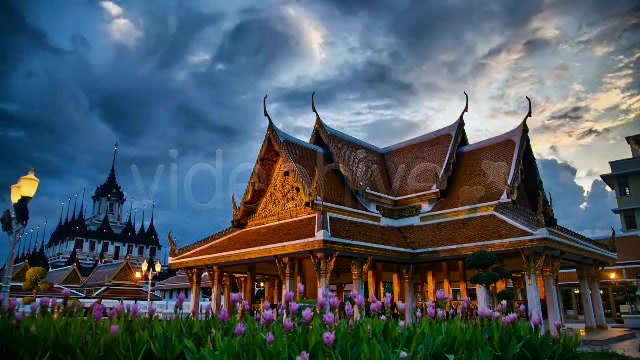 Thai Temple Timelapse At Sunset Bangkok Thailand  Videohive 2996937 Stock Footage Image 6