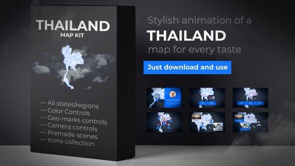 Thailand Animated Map Kingdom of Thailand Map Kit - Videohive 24351874 Download