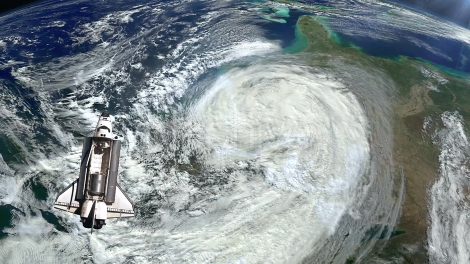 The Space Shuttle Above the Earth and a Hurricane - Download Videohive 21359552