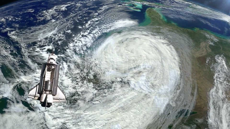 The Space Shuttle Above the Earth and a Hurricane - Download Videohive 21359552