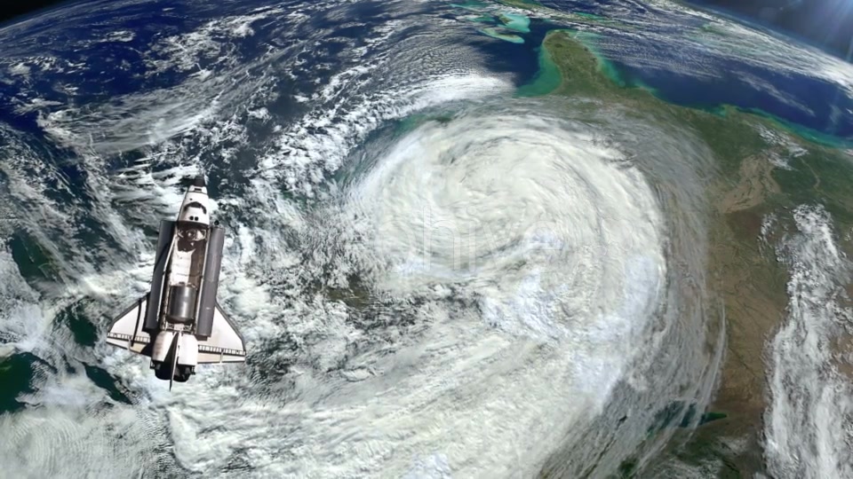 The Space Shuttle Above the Earth and a Hurricane - Download Videohive 21359552