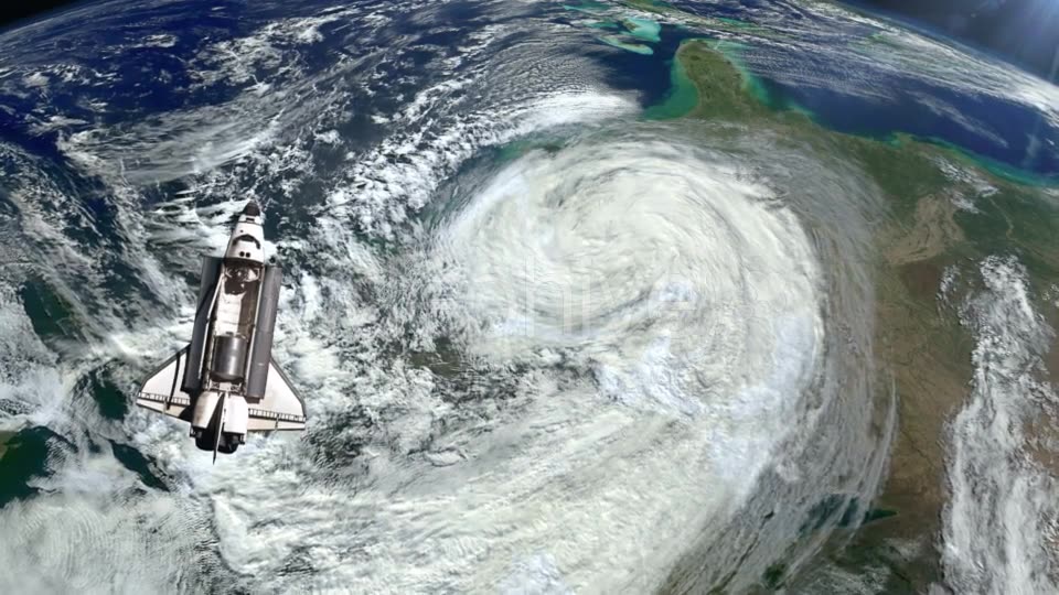 The Space Shuttle Above the Earth and a Hurricane - Download Videohive 21359552