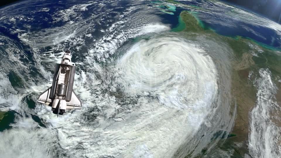 The Space Shuttle Above the Earth and a Hurricane - Download Videohive 21359552