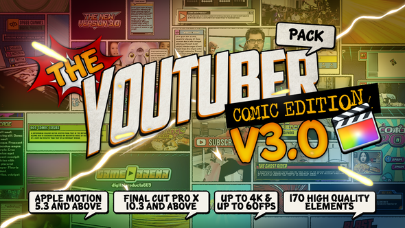 The YouTuber Pack Comic Edition V3.0 Final Cut Pro X & Apple Motion - Download Videohive 22918429