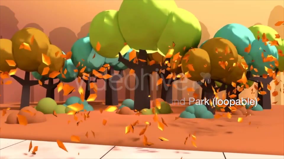 Toon Autumn Leaves Falling In The Park - Download Videohive 16506479