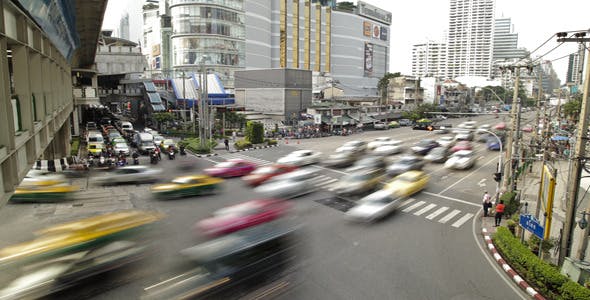 Traffic Jam In Busy Bangkok City Timelapse  - 3097481 Videohive Download