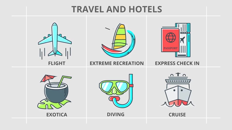 Travel And Hotels 30 Animated Icons - Download Videohive 21298299