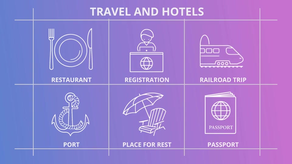 Travel And Hotels Outline Icons - Download Videohive 21291309