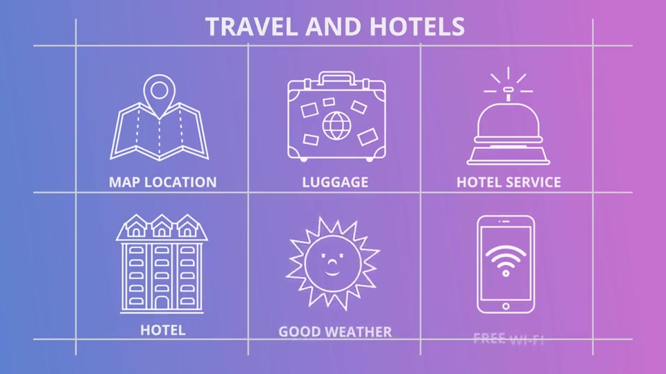 Travel And Hotels Outline Icons - Download Videohive 21291309