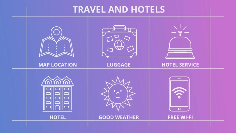 Travel And Hotels Outline Icons - Download Videohive 21291309