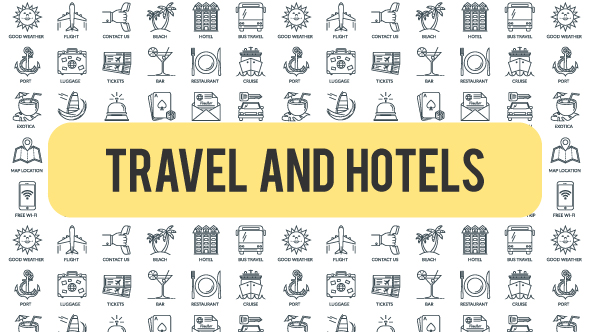 Travel And Hotels Outline Icons - Download Videohive 21291309