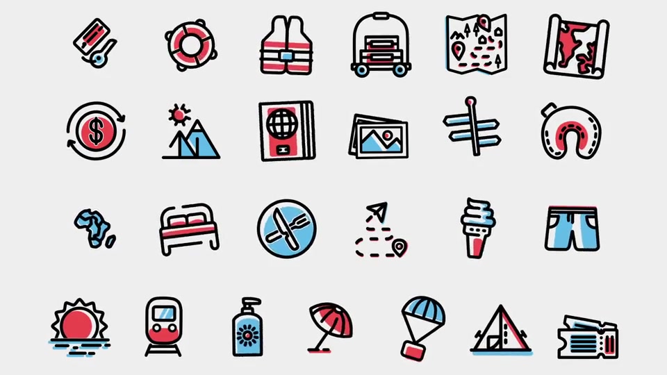 Travel Holiday Flat Icons - Download Videohive 21582943