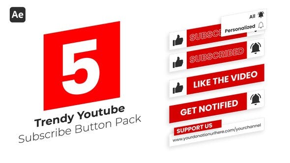 Trendy Youtube Subscribe Button Pack - 37261546 Videohive Download