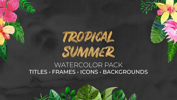 Tropical Summer. Watercolor Pack - 36046951 Videohive Download