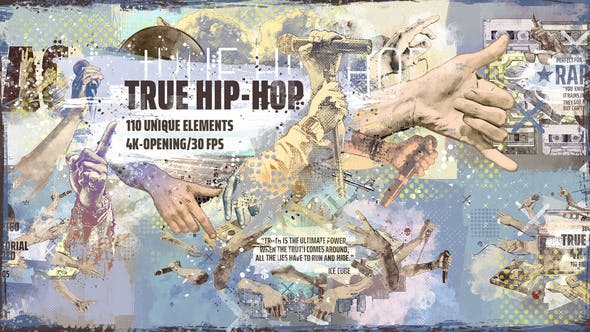 True Hip Hop 4K Intro/ Hands/ Gangsta Rapper/ Urban City/ Music / Grunge/ Underground Rap/ Boombox - Videohive Download 25186242
