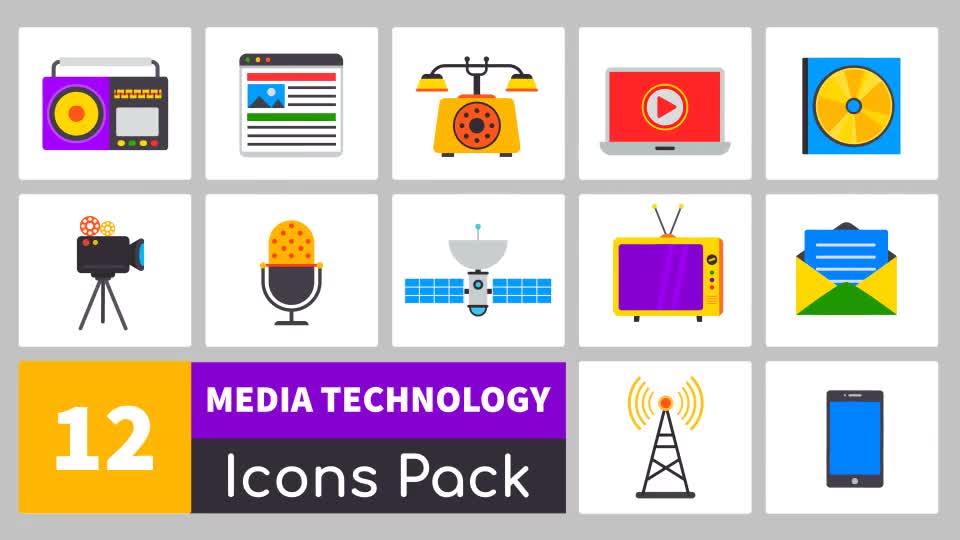 Truly Animated Media Technology Icons Videohive 24233019 After Effects Image 1