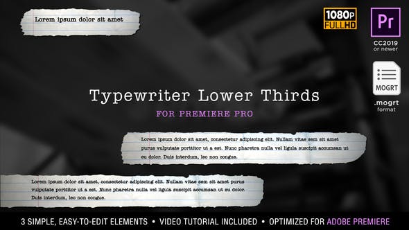 Typewriter Lower Thirds | MOGRT for Premiere Pr - Videohive Download 24907009