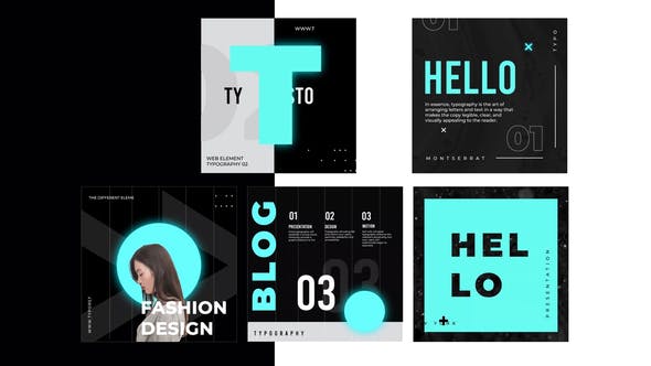 Typography black white post instagram - 31370702 Download Videohive
