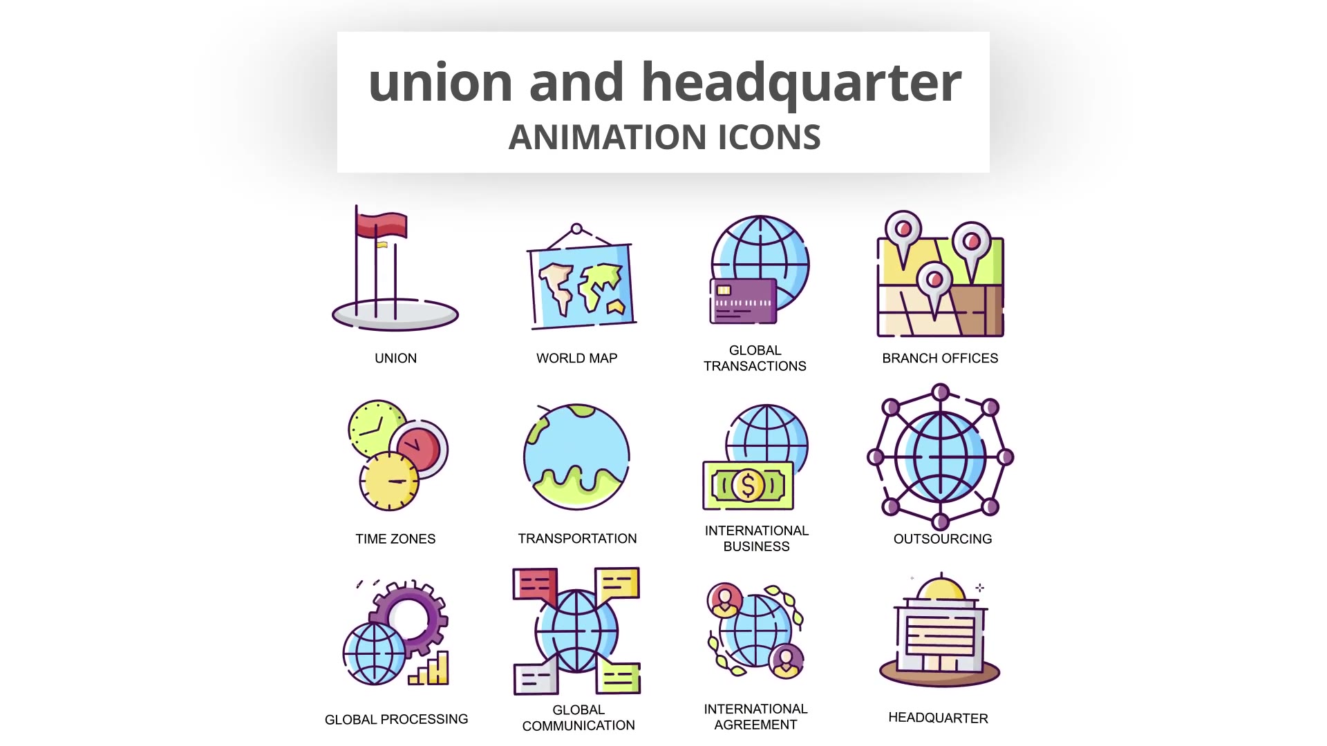 Union & Headquarter Animation Icons Videohive 30885430 After Effects Image 5