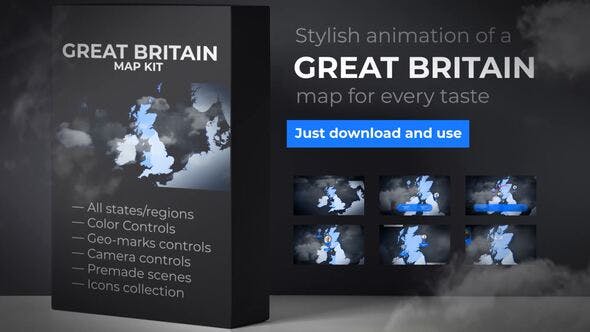 United Kingdom of Great Britain Map UK Map Britain Map - Videohive Download 24035657