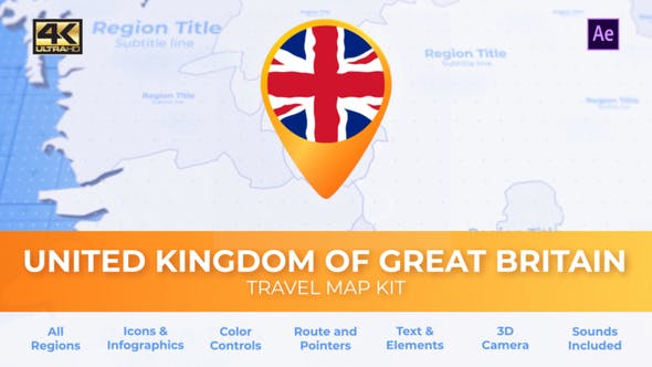 United Kingdom of Great Britain Map United Kingdom Travel Map - 27803206 Download Videohive