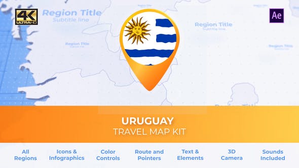 Uruguay Map Oriental Republic of Uruguay Travel Map - Download Videohive 30472626