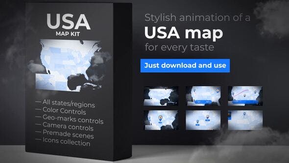 USA Map: United States of America with States - 23986214 Download Videohive