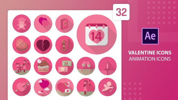 Valentine Animation Icons | After Effects - Download 30291301 Videohive