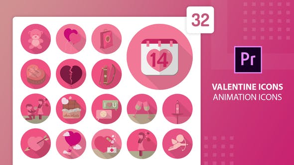 Valentine Animation Icons | Premiere Pro MOGRT - Download Videohive 30316662